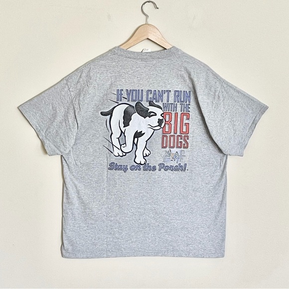 Vintage 90s Y2K Big Dogs “Stay On The Porch” Graphic Gray T Shirt Adult size XL - Picture 2 of 11